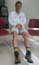 Richard showing off his moody socks