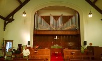 One of the life long members of the church showed us their amazing pipe organ.