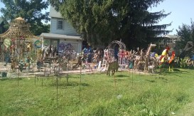 Yard art in front of one of the bed and breakfasts in town
