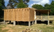 Sheathing and purlins installed on second addition