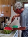 Cutting up the watermelon